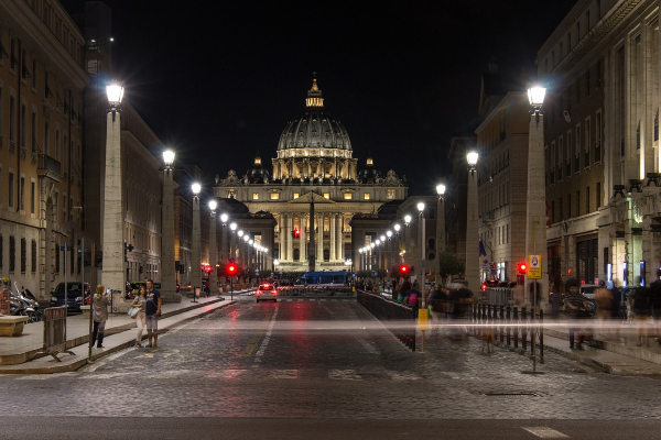 St. Peter's Basilica at night